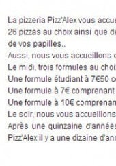 Menu Pizz'Alex - Les informations supplémentaires