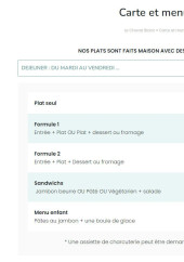 Menu Le Cheval Blanc - Les formules