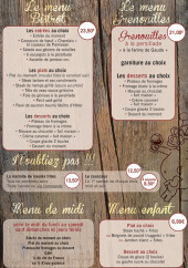 Menu Au Cochon Rouge - Les menus