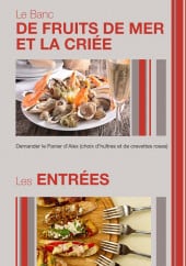 Menu Le div ' café - Les entrées,...