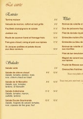 Menu L'escale Gourmande - Les entrées, salades et plats