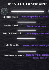 Menu Le Justinois - Menu de la semaine