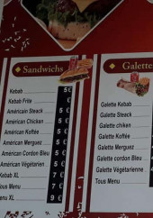 Menu Snack du Mail - Les sandwichs, galettes et tacos,...