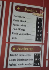 Menu Snack du Mail - Les paninis boissons et sauces,...