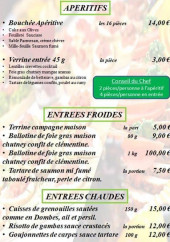 Menu Au plaisir d’étang - Apéritifs et entrées