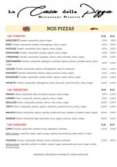 Menu La Casa della Pizza - Les pizzas
