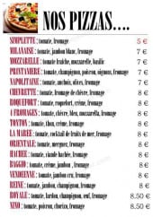 Menu le petit fournil - Les pizzas 
