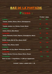 Menu Bar De La Fontaine - Les pizzas