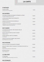 Menu L 'Atelier par K - La carte