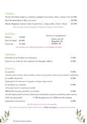 Menu Les Caudalies - Les viandes, grillades, ...