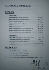 Menu Val'Escale - Les pizzas et burgers