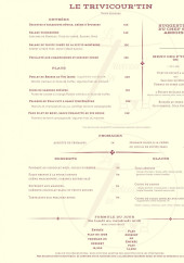 Menu Le Trivicour'tin - La carte
