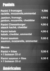 Menu Le Brunch - Les paninis et américains