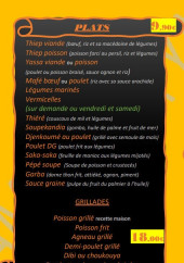 Menu Sama Keur Yaay - Les plats grillades