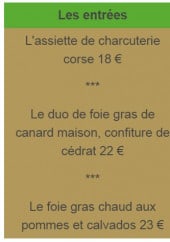 Menu L'Hôtel Restaurant du Cheval Blanc - les entrées