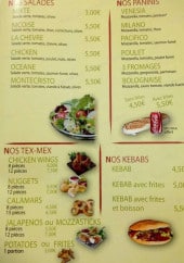 Menu Le Montecristo - Les salades, les paninis, les kebabs et tex mex