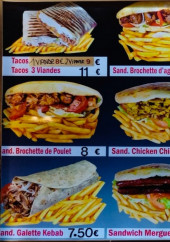 Menu Paris Kebab - Les tacos et sandwichs