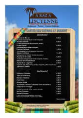 Menu A Kaz A Liscyenne - Cartes des entrees et dessert 