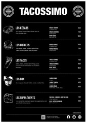 Menu Tacossimo - Kebabs, burgers, tacos,...
