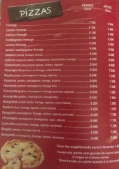 Menu Opal'pizza - Les pizzas
