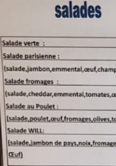 Menu Snack le will - Les salade