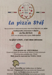 Menu La Pizz'a Stéf - Carte et menu La Pizz'a Stéf Molinet