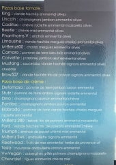 Menu King'pizz - Pizzas