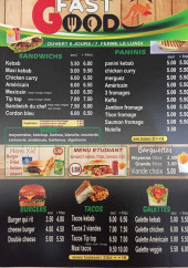 Menu FastGood - Les sandwiches, paninis, burgers...