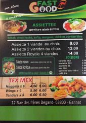 Menu FastGood - Les assiettes, salades, boissons et tex mex