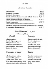 Menu La table du chef - Les entrées, salades, ...