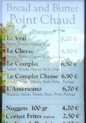 Menu Bread And Butter - Les burgers