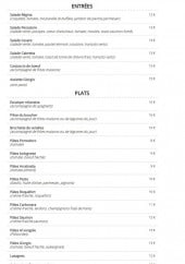 Menu Le Complexe - Les entrées et les plats