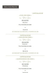 Menu Pierre Grein - Menu carte blanche