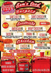 Menu SAM’S summer-food - Sandwiches, chicken, desserts,...