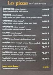 Menu Au soleil - Les pizzas base crème et plats