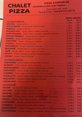 Menu Chalet pizza - La carte