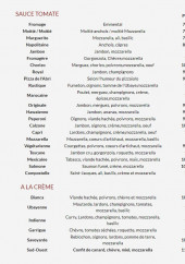 Menu L'abri - Les pizzas
