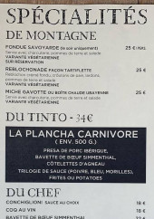 Menu Le Tinto - Les spécialités et burgers,..