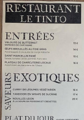 Menu Le Tinto - Les entrées et plats,..