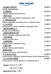 Menu L'artichouette - Les pizzas