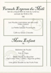 Menu Le Petit Provençal - Les formules, menus