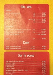 Menu Le Café Crème - Vins, eaux, sur le pouce,...