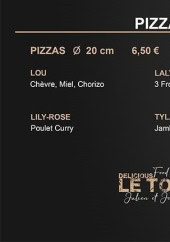 Menu Le Tokoro - Les pizzas