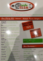 Menu Presto Pizza - Les pizzas et boissons