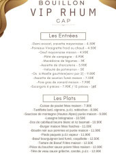 Menu Vip  Rhum - Les entrées et plats