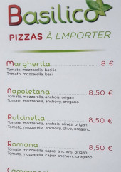 Menu Basilico - Pizza à emporter