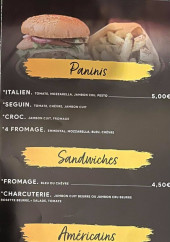 Menu Pizzeria La Cascade - Les sandwichs, paninis, americains et burgers