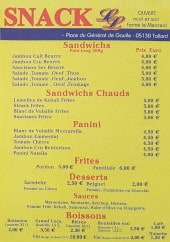 Menu Le Snack Pizza LL - Les sandwiches, paninis, frites...