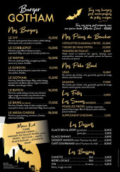 Menu Burger le Gotham - La carte