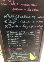 Menu Yak à passer - L'ardoise